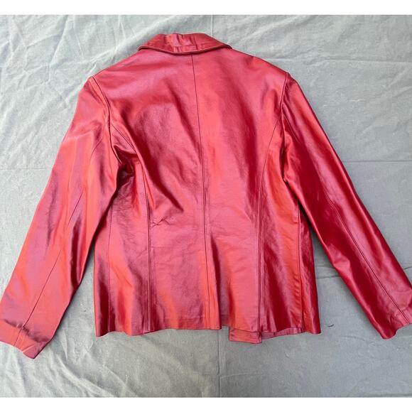 Vintage Italian Red Leather Jacket Moda Pelle Vera Pelle Women's Small Firenze - Picture 2 of 8
